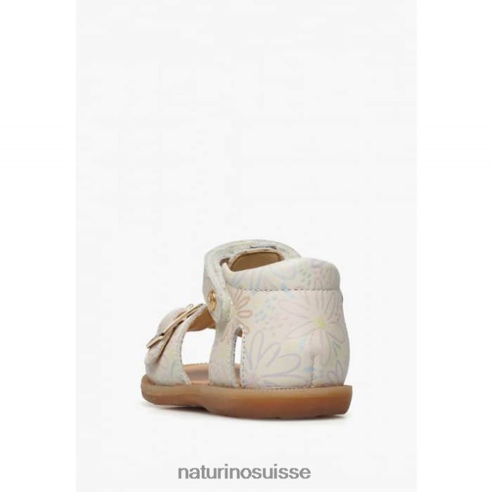 enfants quartz T88FLL549 Naturino sandales en cuir avec imprimé fleuri lait