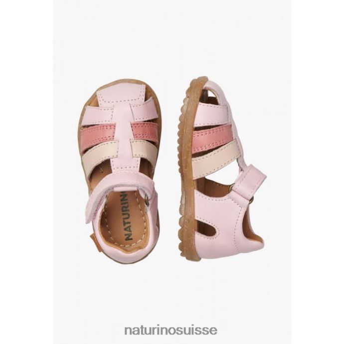 enfants voir T88FLL232 Naturino sandales semi-fermées en cuir rose poudré