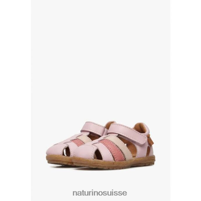 enfants voir T88FLL232 Naturino sandales semi-fermées en cuir rose poudré