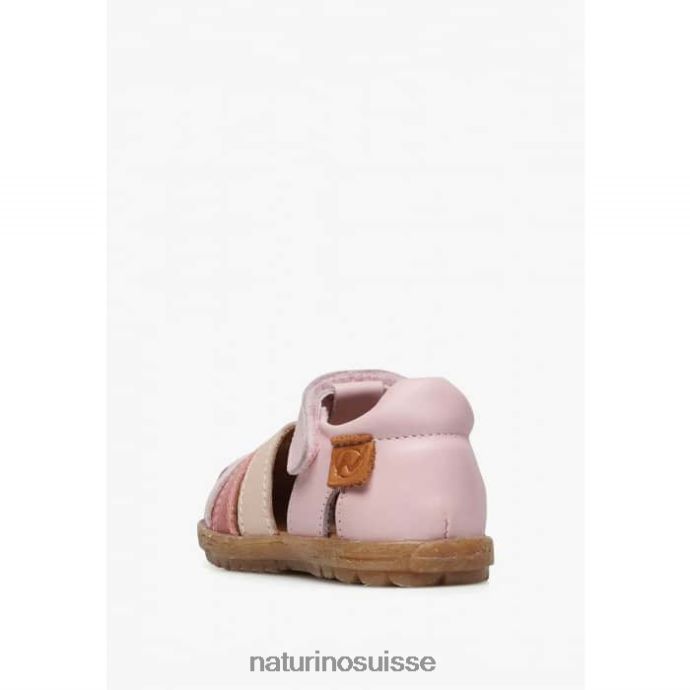 enfants voir T88FLL232 Naturino sandales semi-fermées en cuir rose poudré