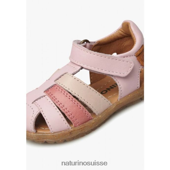 enfants voir T88FLL232 Naturino sandales semi-fermées en cuir rose poudré
