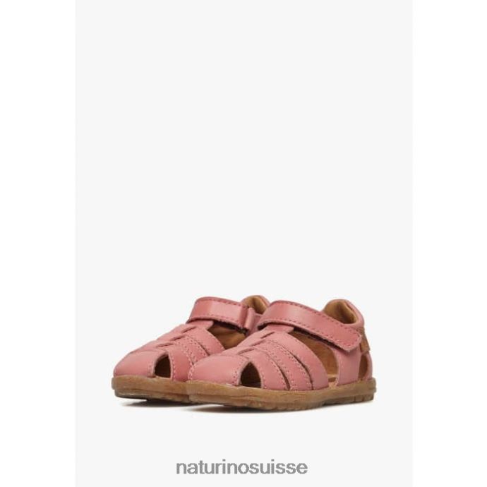 enfants voir T88FLL241 Naturino sandales semi-fermées en cuir rose pétant
