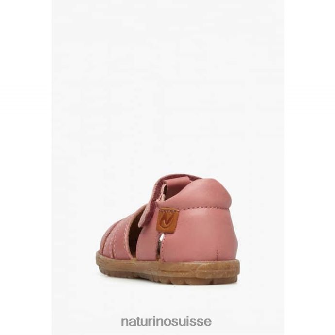 enfants voir T88FLL241 Naturino sandales semi-fermées en cuir rose pétant