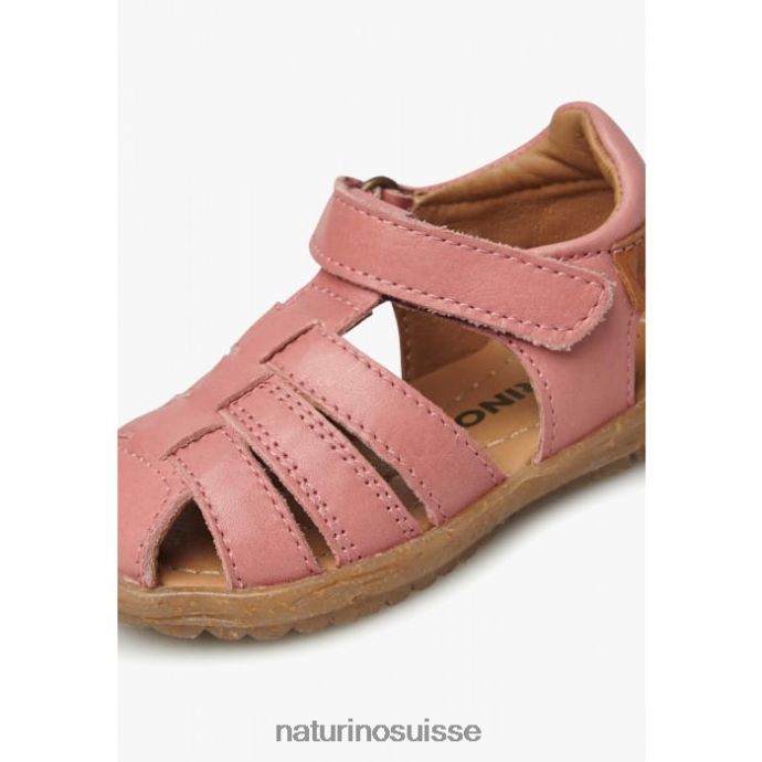 enfants voir T88FLL241 Naturino sandales semi-fermées en cuir rose pétant