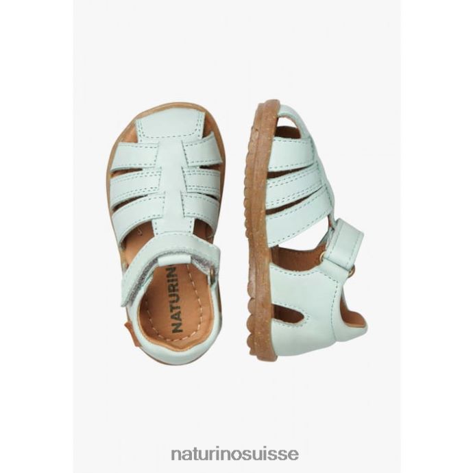 enfants voir T88FLL251 Naturino sandales semi-fermées en cuir vert aqua