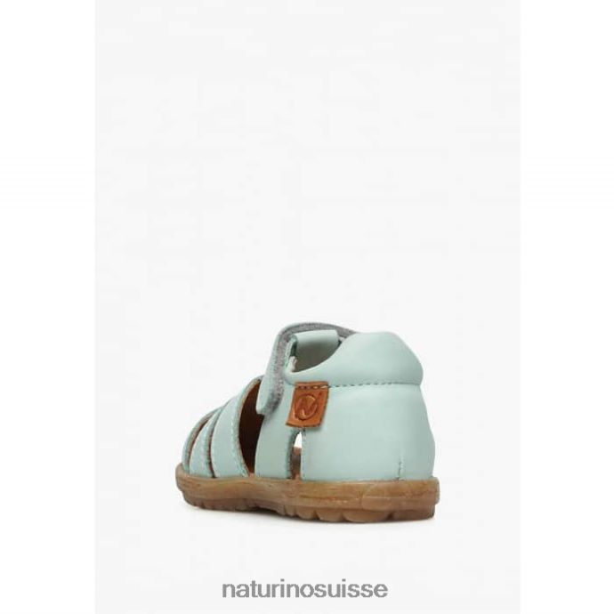 enfants voir T88FLL251 Naturino sandales semi-fermées en cuir vert aqua