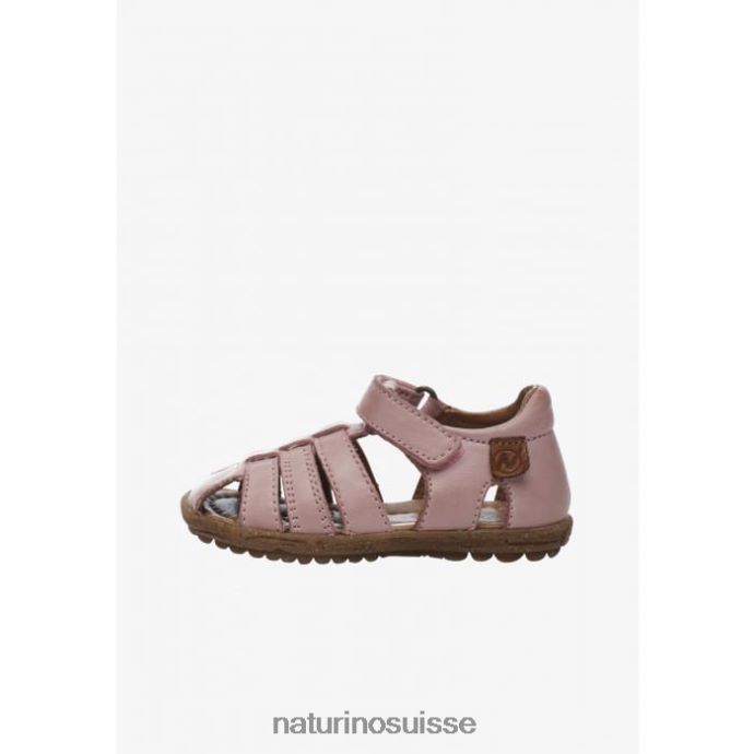 enfants voir T88FLL261 Naturino sandales semi-fermées en cuir rose