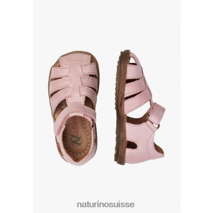 enfants voir T88FLL261 Naturino sandales semi-fermées en cuir rose