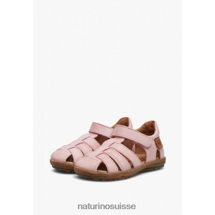enfants voir T88FLL261 Naturino sandales semi-fermées en cuir rose