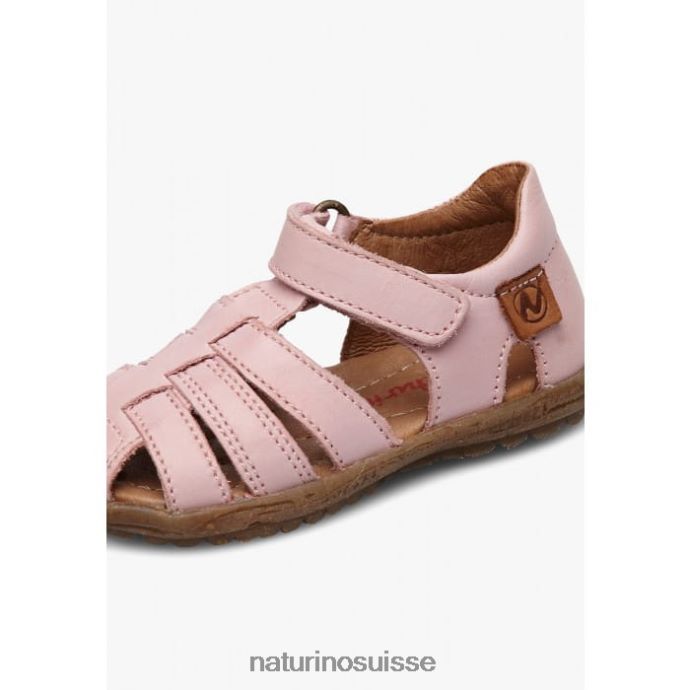 enfants voir T88FLL261 Naturino sandales semi-fermées en cuir rose