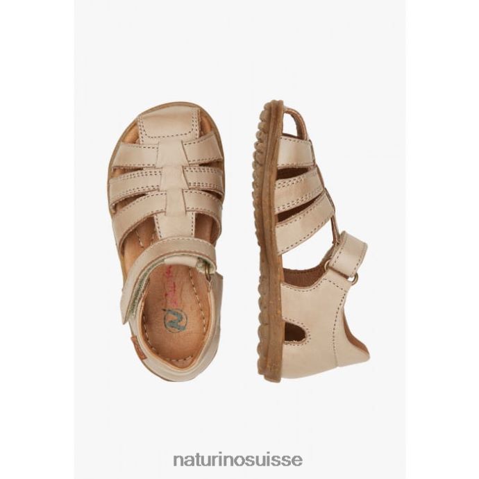 enfants voir T88FLL262 Naturino sandales semi-fermées en cuir gris tourterelle