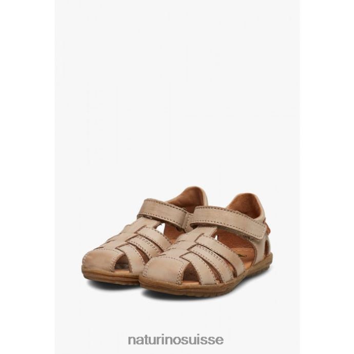 enfants voir T88FLL262 Naturino sandales semi-fermées en cuir gris tourterelle
