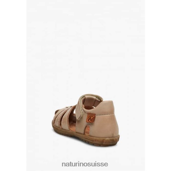 enfants voir T88FLL262 Naturino sandales semi-fermées en cuir gris tourterelle