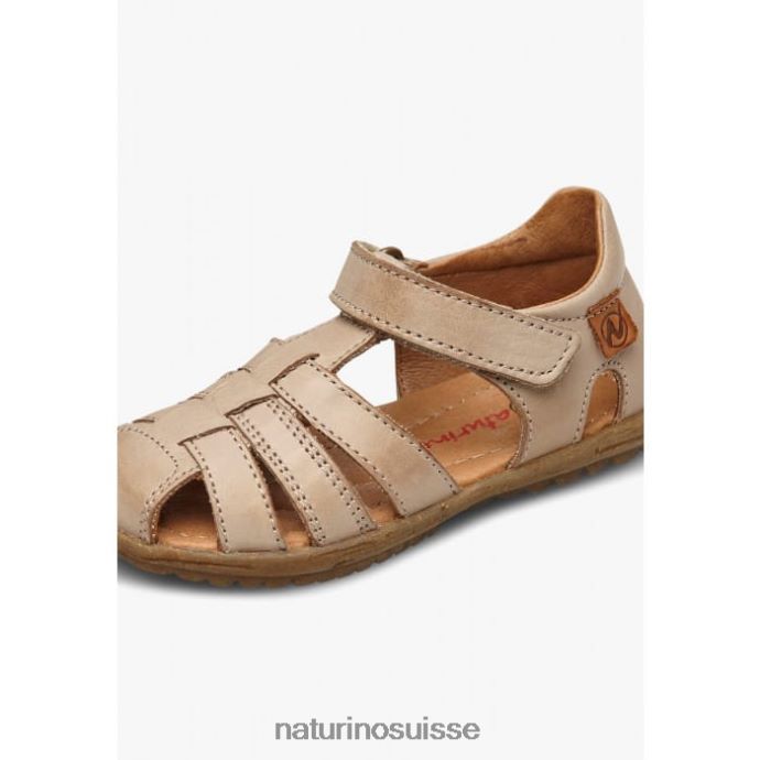 enfants voir T88FLL262 Naturino sandales semi-fermées en cuir gris tourterelle