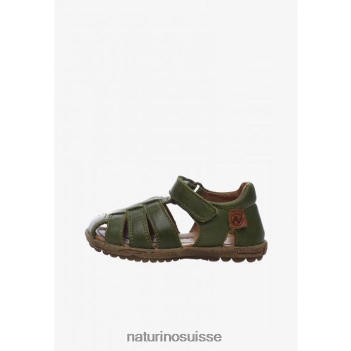 enfants voir T88FLL265 Naturino sandales semi-fermées en cuir vert