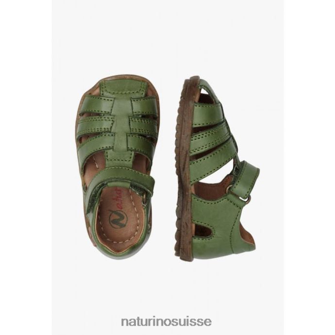 enfants voir T88FLL265 Naturino sandales semi-fermées en cuir vert