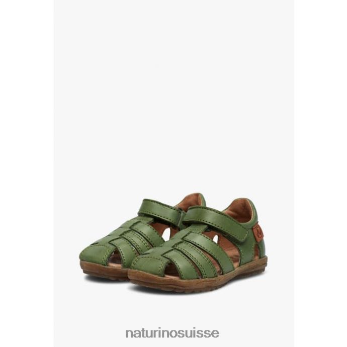 enfants voir T88FLL265 Naturino sandales semi-fermées en cuir vert