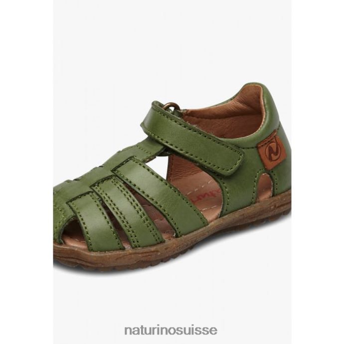 enfants voir T88FLL265 Naturino sandales semi-fermées en cuir vert
