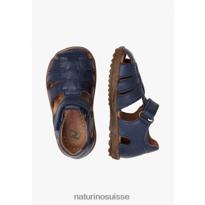 enfants voir T88FLL271 Naturino sandales semi-fermées en cuir bleu