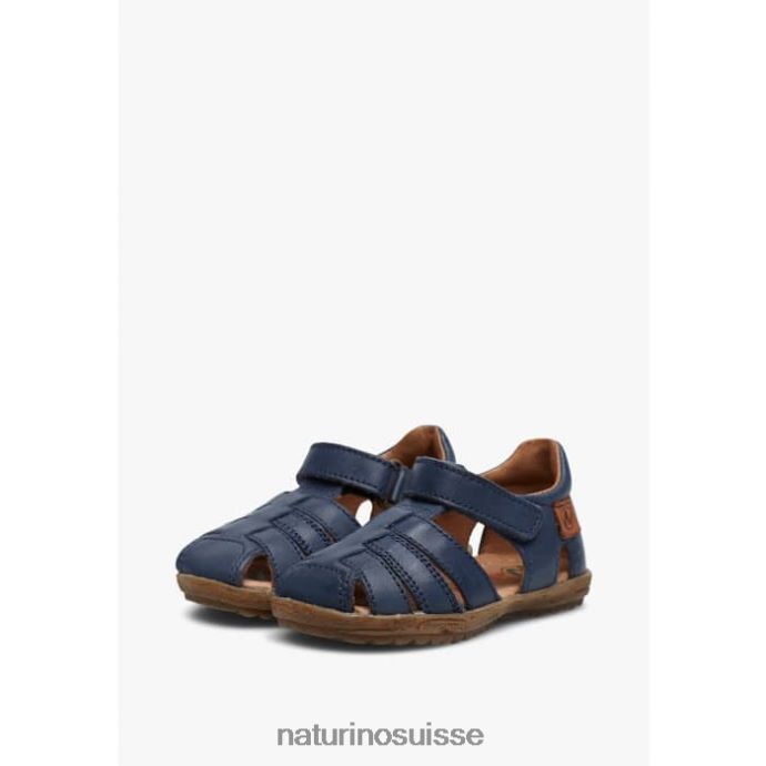 enfants voir T88FLL271 Naturino sandales semi-fermées en cuir bleu