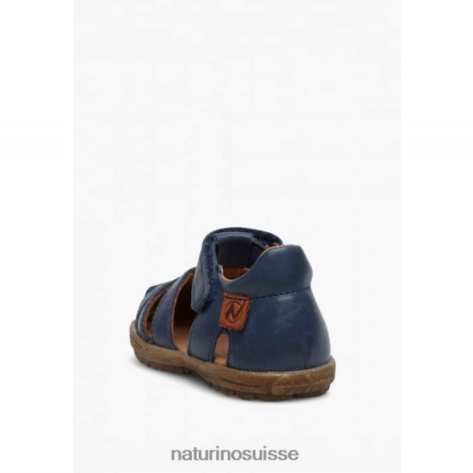 enfants voir T88FLL271 Naturino sandales semi-fermées en cuir bleu