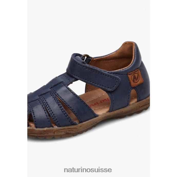 enfants voir T88FLL271 Naturino sandales semi-fermées en cuir bleu