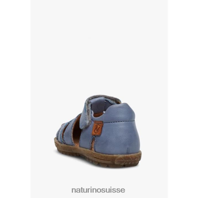 enfants voir T88FLL272 Naturino sandales semi-fermées en cuir bleu ciel