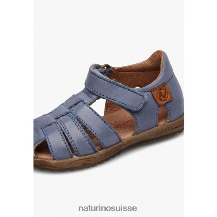 enfants voir T88FLL272 Naturino sandales semi-fermées en cuir bleu ciel