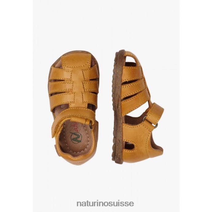 enfants voir T88FLL281 Naturino sandales semi-fermées en cuir citrouille