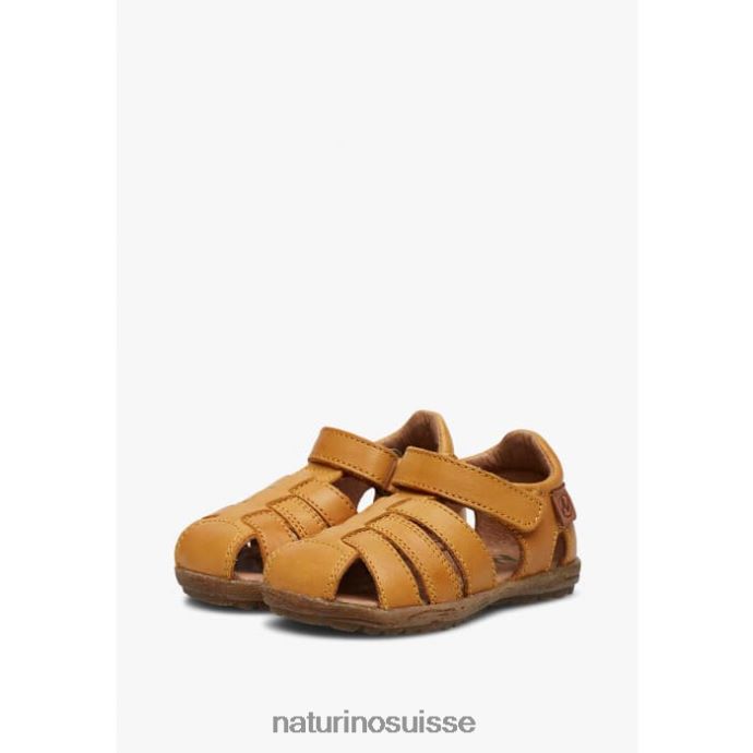 enfants voir T88FLL281 Naturino sandales semi-fermées en cuir citrouille