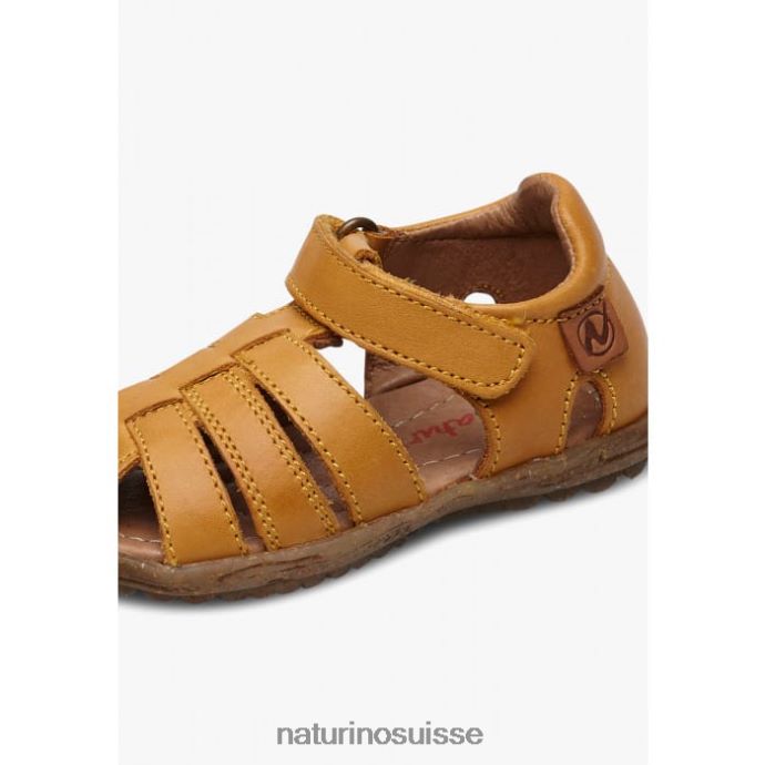 enfants voir T88FLL281 Naturino sandales semi-fermées en cuir citrouille