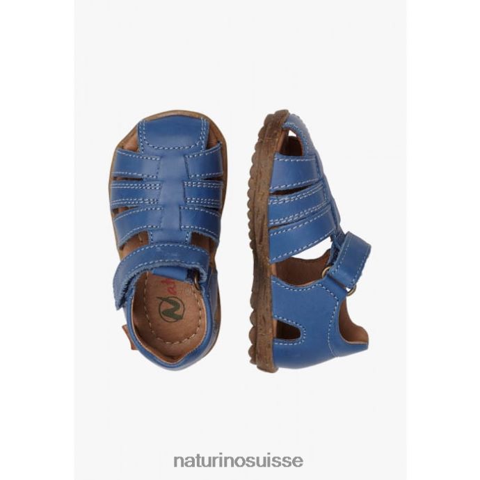 enfants voir T88FLL286 Naturino sandales semi-fermées en cuir bleu clair