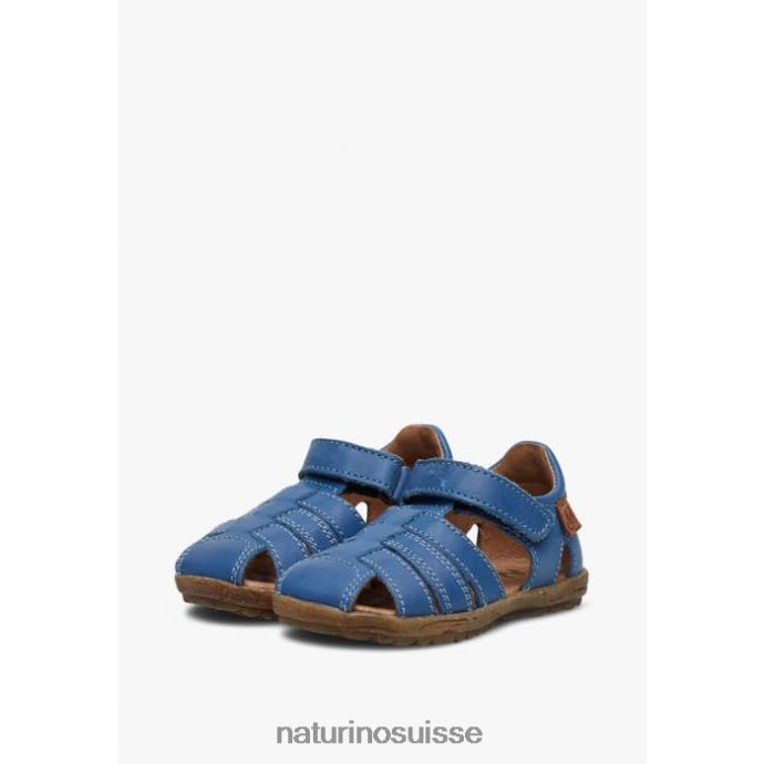enfants voir T88FLL286 Naturino sandales semi-fermées en cuir bleu clair