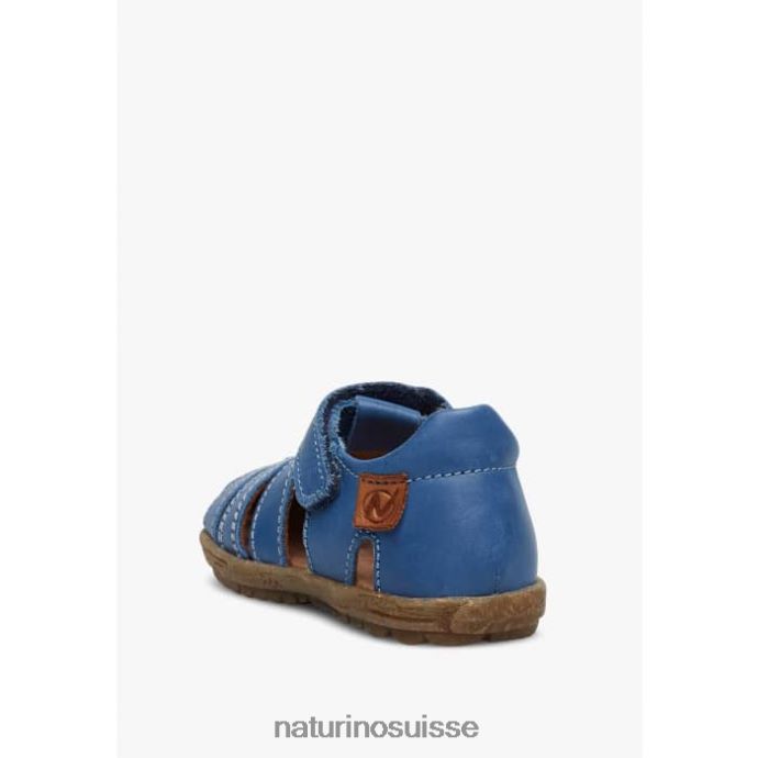 enfants voir T88FLL286 Naturino sandales semi-fermées en cuir bleu clair