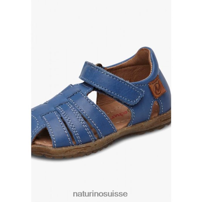 enfants voir T88FLL286 Naturino sandales semi-fermées en cuir bleu clair
