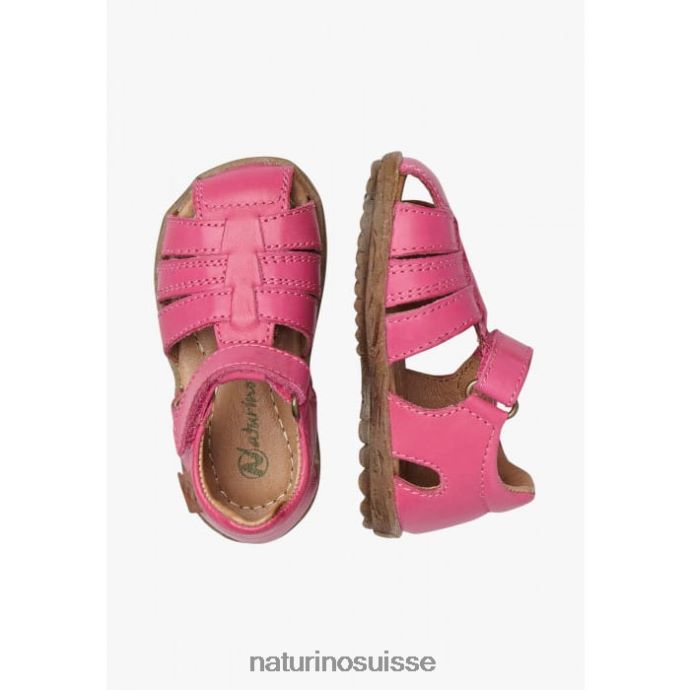 enfants voir T88FLL292 Naturino sandales semi-fermées en cuir fuchsia