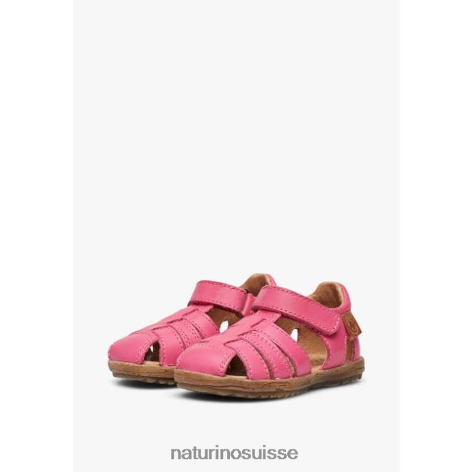 enfants voir T88FLL292 Naturino sandales semi-fermées en cuir fuchsia