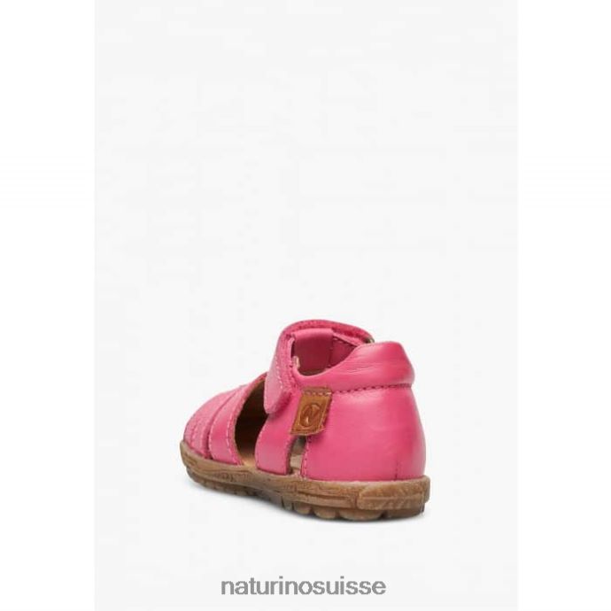 enfants voir T88FLL292 Naturino sandales semi-fermées en cuir fuchsia