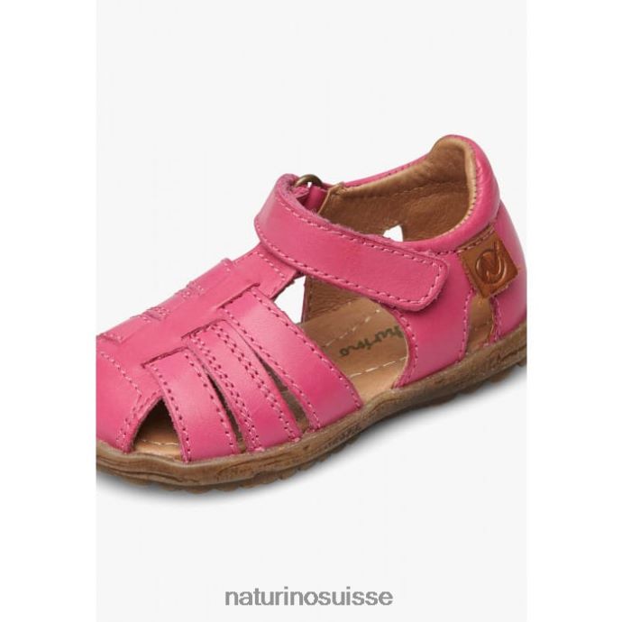 enfants voir T88FLL292 Naturino sandales semi-fermées en cuir fuchsia