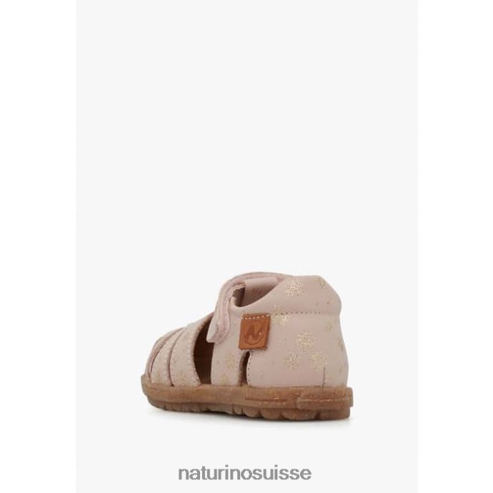 enfants voir T88FLL298 Naturino sandales en cuir avec imprimé pailleté rose poudré