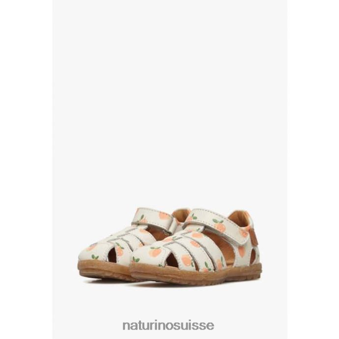 enfants voir T88FLL303 Naturino sandales en cuir imprimé abricot crème