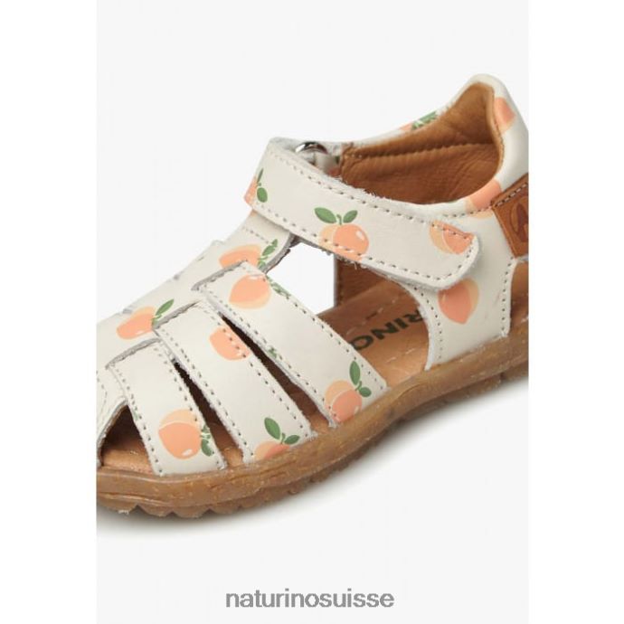 enfants voir T88FLL303 Naturino sandales en cuir imprimé abricot crème