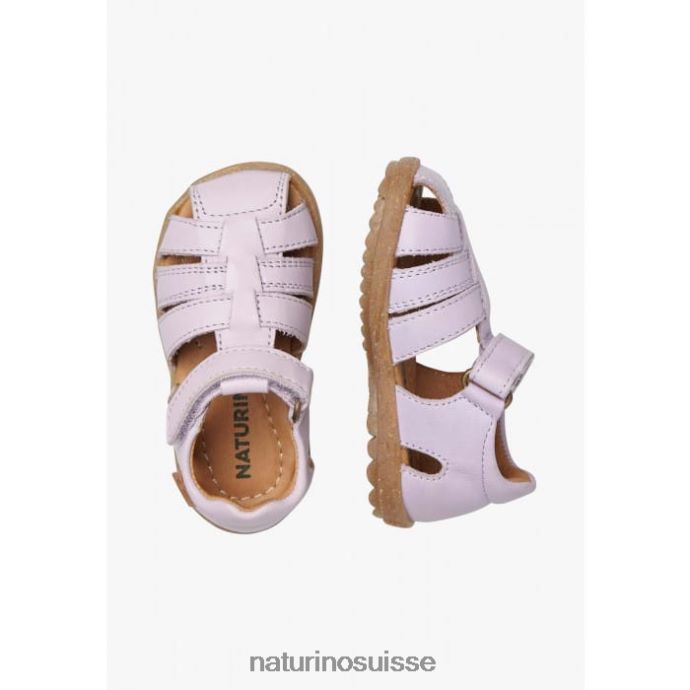 enfants voir T88FLL310 Naturino sandales semi-fermées en cuir lilas