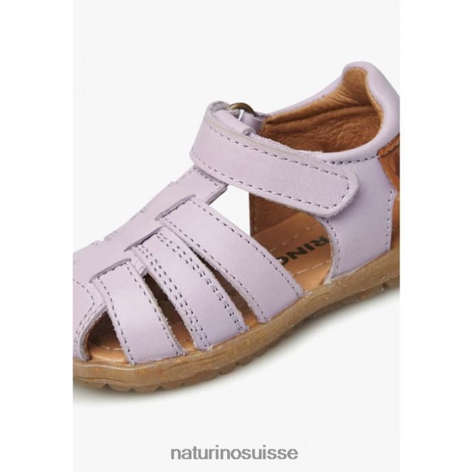 enfants voir T88FLL310 Naturino sandales semi-fermées en cuir lilas