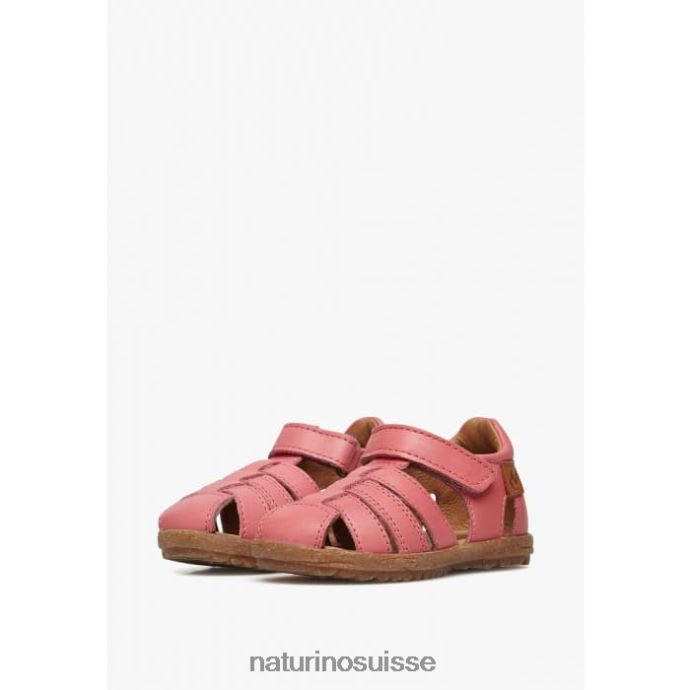 enfants voir T88FLL315 Naturino sandales semi-fermées en cuir corail