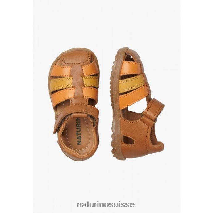 enfants voir T88FLL316 Naturino sandales semi-fermées en cuir cognac-citrouille