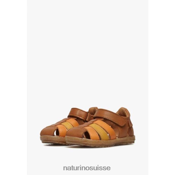 enfants voir T88FLL316 Naturino sandales semi-fermées en cuir cognac-citrouille
