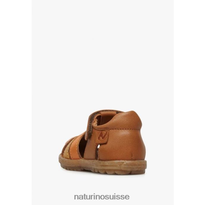 enfants voir T88FLL316 Naturino sandales semi-fermées en cuir cognac-citrouille