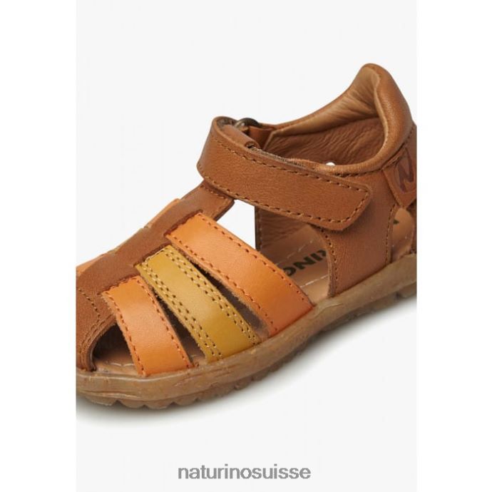enfants voir T88FLL316 Naturino sandales semi-fermées en cuir cognac-citrouille
