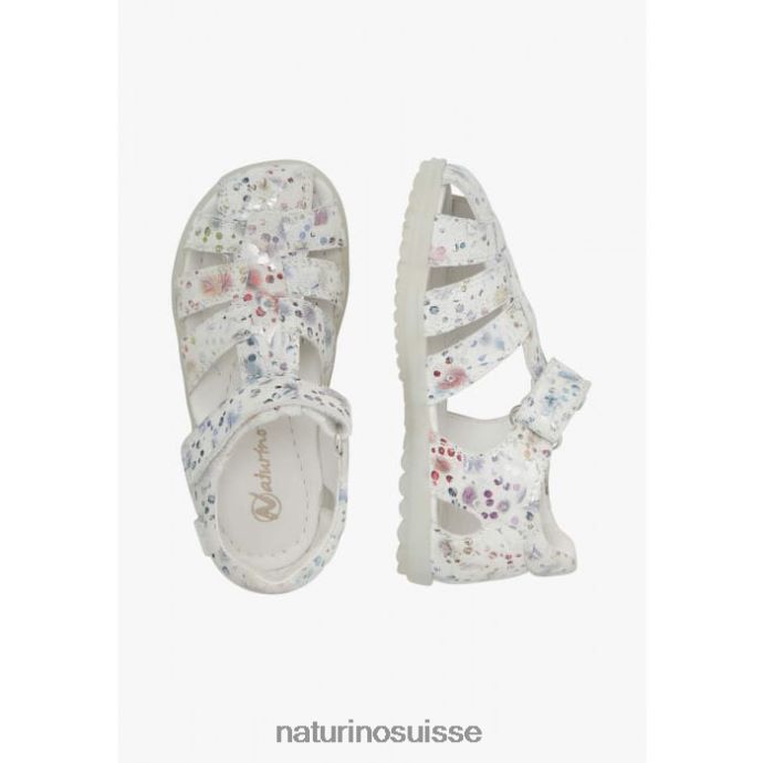 enfants voir T88FLL328 Naturino sandales semi-fermées en daim blanc